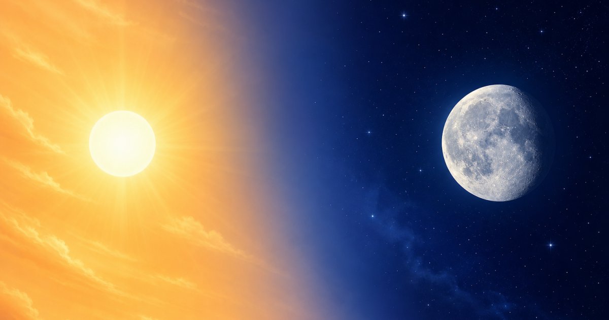 Ilustração da hora dourada e do céu noturno com a Lua para Aveiro.